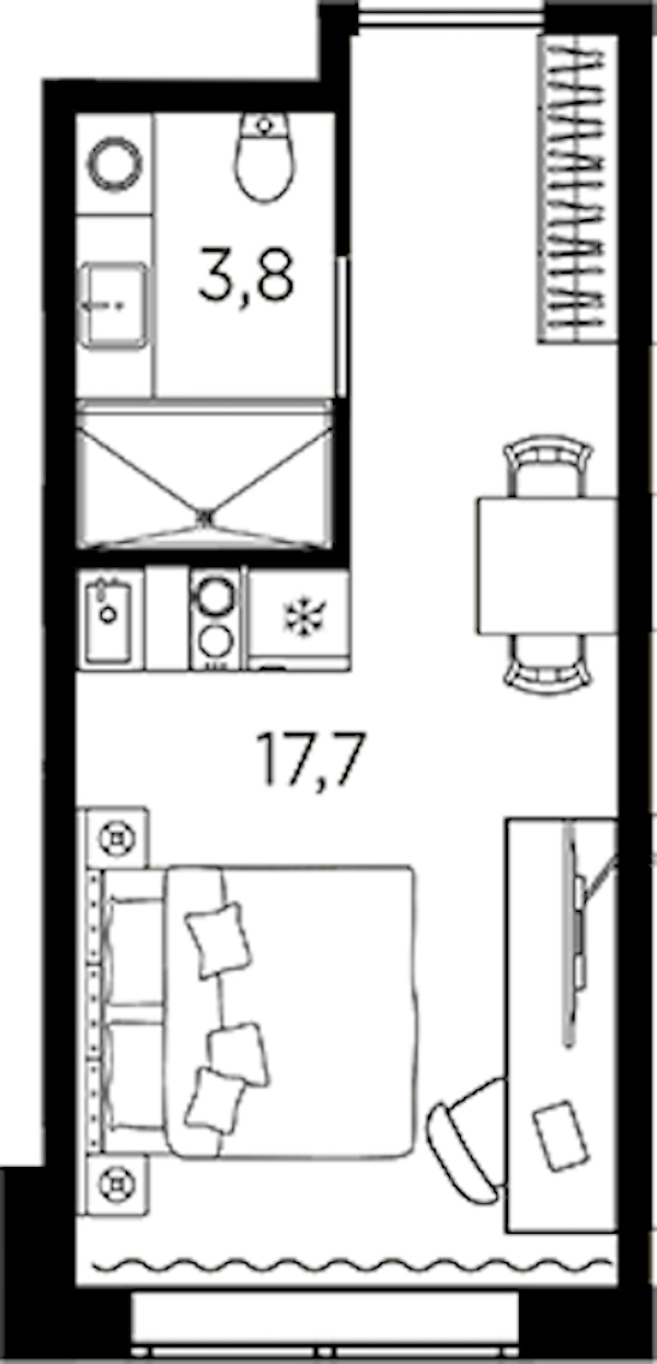 Квартира студия 21.5 м², 5/13 эт., ЖК «AVENIR Industrial»